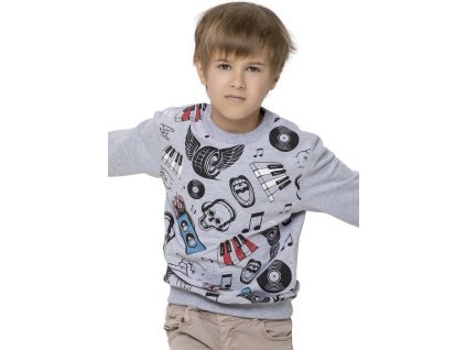 Chlapecká mikina Music - šedý melanž - velikost 152