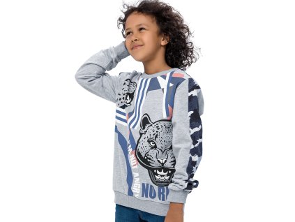 Chlapecká mikina No Rules - šedý melanž/kobaltová - velikost 164