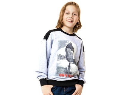 Chlapecká mikina Own Way - šedý melanž - velikost 164