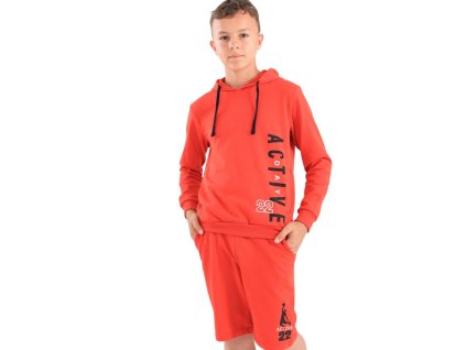 Chlapecká mikina s kapucí Active - červená - velikost 170