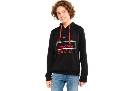 Chlapecká mikina s kapucí City - černá - velikost 164