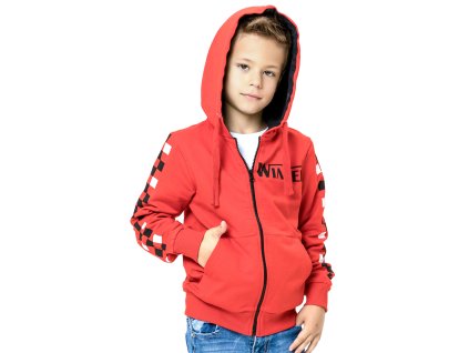 Chlapecká mikina s kapucí Winner - červená - velikost 152