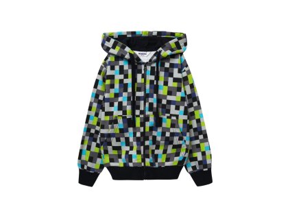 Chlapecká mikina se zipem a s kapucí Pixels - šedá - velikost 134