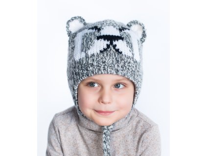 Chlapecká pletená čepice - 7958 - šedo-modrá - pro obvod hlavy 52 cm