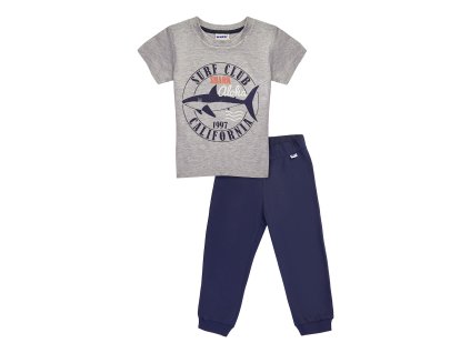 Chlapecké pyžamo Surf Club - šedý melanž/navy - velikost 122
