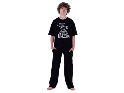 Chlapecké pyžamo Teddy Bear - krátký rukáv, dlouhé kalhoty - černá - velikost 164