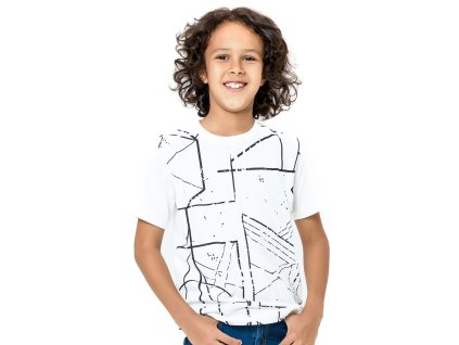 Chlapecké tričko Geometry - bílá - velikost 164
