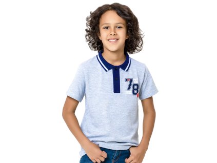 Chlapecké tričko Polo 78 - šedý melanž - velikost 164