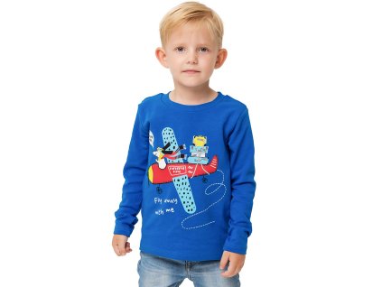 Chlapecké tričko s dlouhým rukávem Fly With Me - modrá - velikost 122