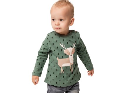 Chlapecké tričko s dlouhým rukávem Jelen - khaki - velikost 98