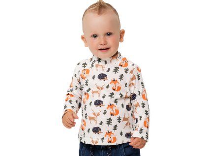 Chlapecké tričko s dlouhým rukávem Les - mléčně bílá - velikost 98