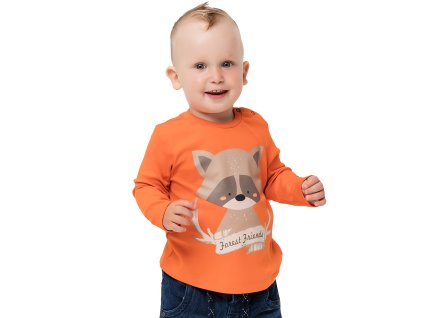 Chlapecké tričko s dlouhým rukávem Mýval - oranžová - velikost 98