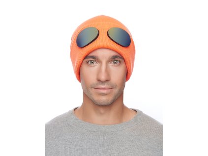 Pánská pletená čepice - 8817 - oranžová - pro obvod hlavy 59 cm