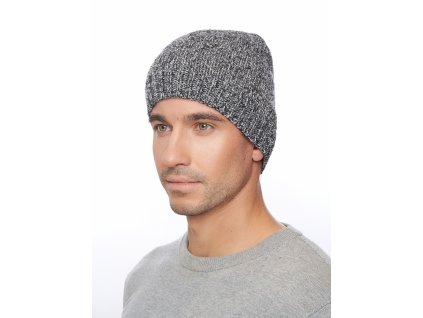 Pánská pletená čepice - 8963 - černo-bílá - pro obvod hlavy 59 cm