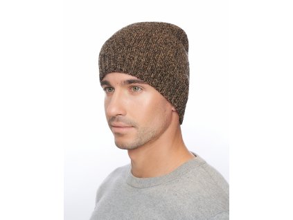 Pánská pletená čepice - 8963 - kávová - pro obvod hlavy 59 cm