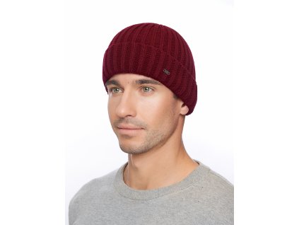 Pánská pletená čepice - 9545 - tmavý bordo - pro obvod hlavy 59 cm