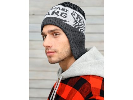 Pánská pletená čepice - 9784 - černo-šedá - pro obvod hlavy 59 cm