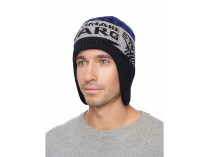 Pánská pletená čepice - 9784 - šedo-modrá - pro obvod hlavy 59 cm