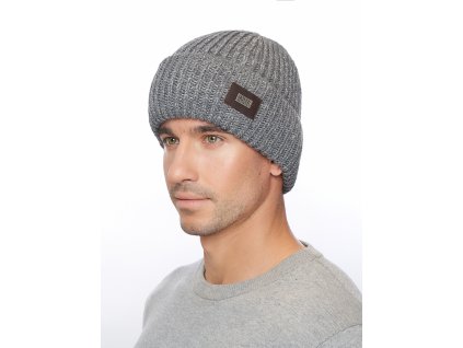 Pánská pletená čepice - 9894 - šedý melanž - pro obvod hlavy 59 cm