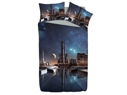 Set dětského povlečení pro kluky i teenagery - Sci-Fi Město z hvězd - velikost 120