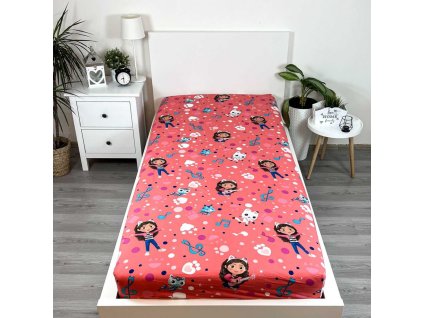 Dětské prostěradlo GÁBININ KOUZELNÝ DOMEK růžové 90x200