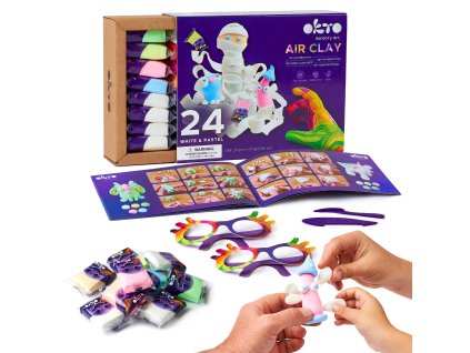 189324 okto samoschnouci modelovaci hmota set bila a pastel 24 ks