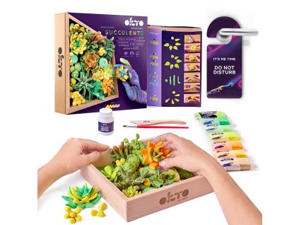 189453 okto energy vytvarna modelovaci sada sukulenty v drevenem ramu 21x21 cm