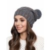 Dámská pletená čepice - 9568 - šedá/modrá - pro obvod hlavy 58 cm