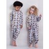 Dívčí i chlapecké pyžamo Gepard, dlouhé kalhoty, dlouhý rukáv - šedo-modrá - velikost 122