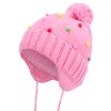 Dívčí pletená čepice - 0256 - jasně-růžová/šedá - pro obvod hlavy 52 cm