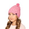 Dívčí pletená čepice - 9151 - jasně-růžová/šedá - pro obvod hlavy 54 cm