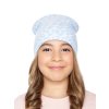 Dívčí pletená čepice - 9536 - bílo-modrá - pro obvod hlavy 54 cm