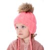 Dívčí pletená čepice - 9629 - plameňák - pro obvod hlavy 50 cm
