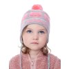 Dívčí pletená čepice - 9666 - šedá/růžová - pro obvod hlavy 50 cm