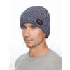Pánská pletená čepice - 9894 - džínsová/šedá - pro obvod hlavy 59 cm