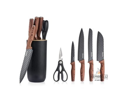 6-dílná sada kuchyňských nožů s blokem černá Gooda