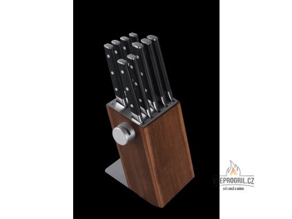 10-dílná sada kuchyňských nožů černá se stojanem iPureHome
