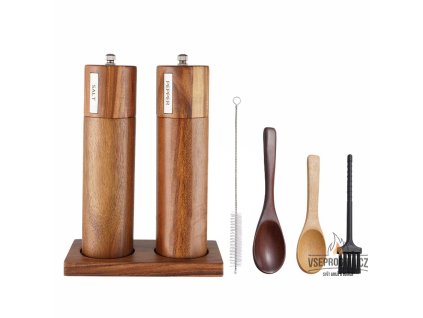 Sada 2x ruční mlýnek 21,4cm z akácie s příslušenstvím UG Grill