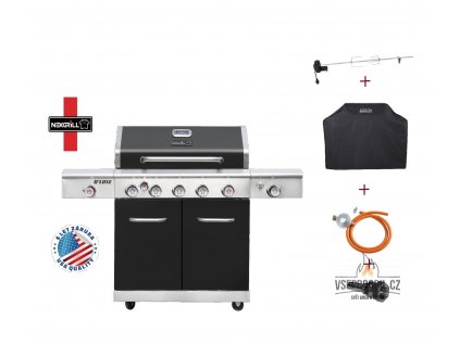 Plynový gril Nexgrill 5B Deluxe Zdarma kryt + otočný rožeň