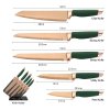 6-dílná sada kuchyňských nožů zelená se stojanem Edice Rose Gold Gooda