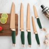 6-dílná sada kuchyňských nožů zelená se stojanem Edice Rose Gold Gooda