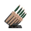 6-dílná sada kuchyňských nožů zelená se stojanem Edice Rose Gold Gooda
