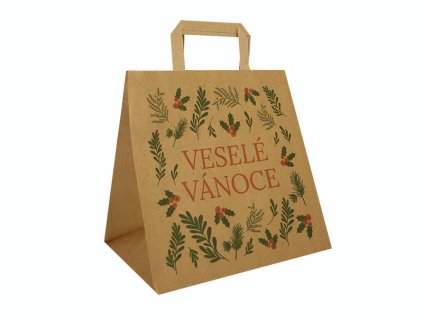 Taška papírová 26+17x26 cm, vánoční potisk - 10 ks
