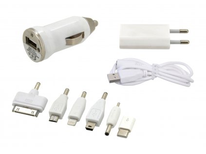 Nabíječka telefonu 230/12V 2,1A (Iphone 4-8, miniUSB, microUSB, USB-C) , www.vseprokaravan.cz