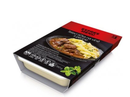 KM Telecí líčka na víně, penne (350g) www.vseprokaravan.cz