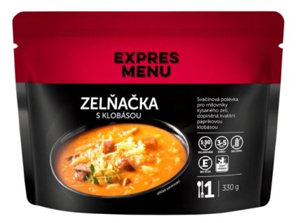 Zelná polévka s klobásou (1 porce 330g), www.vseprokaravan.cz