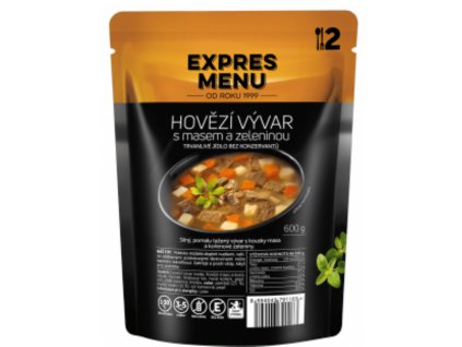 Hovězí vývar s masem zeleninou (2 porce 600g) www.vseprokaravan.cz