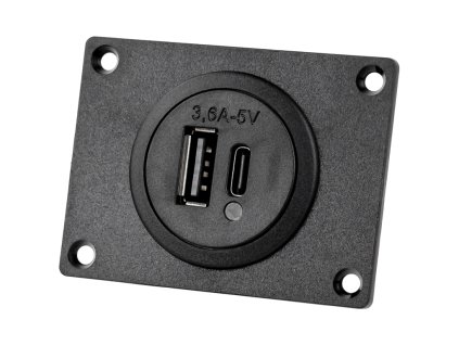Vnitřní zásuvka se dvěma sloty USB  A / C 3600 mA www.vseprokaravan.cz