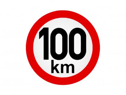 Samolepka rychlosti 100 km průměr 15 cm, www.vseprokaravan.cz