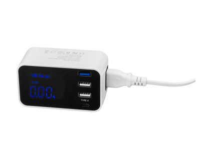 Nabíječka 4x USB s displejem, www.vseprokaravan.cz